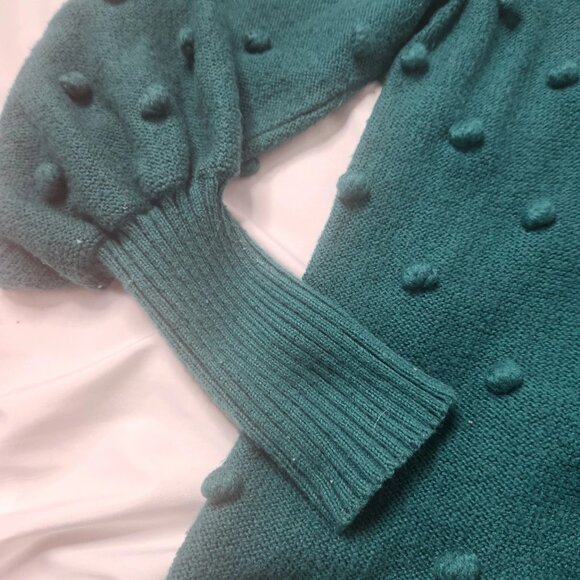 Lilly Pulitzer Women's Size Medium Green Kippa Sweater Pouf Sleeveless Balls - Picture 5 of 10